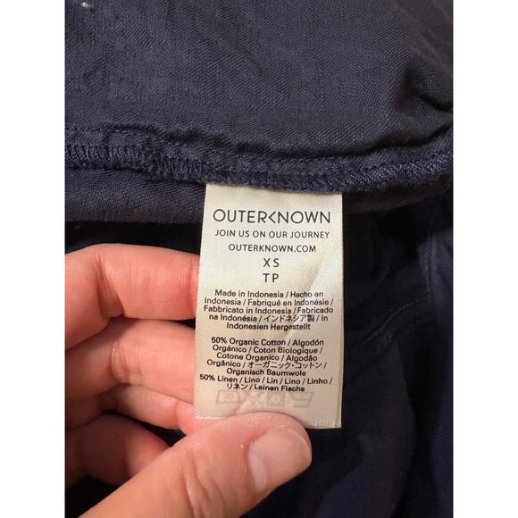 OUTERKNOWN S.E.A. Long Sleeve Navy Linen Cotton Blend Utility Jumpsuit - XS - Picture 8 of 13